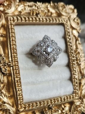 Sterling Silver Cross Ring with Pave Stones